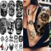 COKTAK 22 Sheets 3D Forearm Half Sleeve Temporary Tattoos - Large Tribal Lion Warrior Tiger Wolf Flower Skull Fake Tattoo Stickers for Men Women Adults - Halloween Black 3D Realistic Tatoo Rose Animals - Buy Online on SooperMarket.com