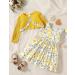 Puseky Toddler Girl Floral Print Sleeveless Dress and Ribbed Cardigan Set - 18-24 Months Yellow - Buy Online on SooperMarket.com