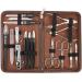 Three swords - 16 pcs.Manicure pedicure set 'Cinisello' |High-quality nail case made of synthetic leather for hand and foot care.Color: brown |Contents: nail scissors nail clippers tweezers & much more!