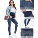 PACBREEZE Maternity Jeans Over Belly Slim High Waist Denim Pants, Ripped Indigo Blue XXL - Buy Online on SooperMarket.com