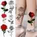 Black Sketch Rose & Snake Temporary Tattoos for Women - Waterproof Sexy Red Rose & Crescent Moon Tattoo Sticker Kit - Buy Online on SooperMarket.com