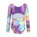 Kql Starry Girls Gymnastics Leotards Ballet Dancewear 5-14Years Sparkly Training Costumes 7-8 Years Sleeved Rainbow Geometric