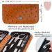 Buy Three Swords 8 pcs Manicure Set 'Roma' - High Quality Nail Care in Cognac Leather Case | Includes Scissors Clippers Tweezers & Glass Files - Buy Online on SooperMarket.com