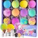 Bath Bombs for Kids with Surprise Inside, 12 Pack Bath Bombs with Puppy Toys Inside for Toddlers, Kids Safe Handmade Fizzy Balls Kit, Organic Spa Bubble Bath Gift Set for Birthday Easter Christmas Puppy-B