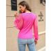 Fayenne Womens Tops Deep V Neck Cross Wrap Sexy Tops Polka Dot Mesh Long Sleeve T Shirt Casual Blouses L Hot Pink - Buy Online on SooperMarket.com