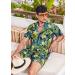 COOFANDY Men's Hawaiian Floral Romper Shorts - Black Leaves, X-Large - Buy Online on SooperMarket.com