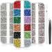 9000 pieces nail art rhinestones nail diamond stone from crystal rhinestones nail gemstones colorful flat back street stones with picker puncture and tweezers mixed size