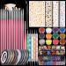 Nail Art Kit with Nail Glitter & Nail Sticker, Teenitor Nail Art Brushes for Beginners Nail Dotting Tool with Nail Gems Nail Art Striping Tape