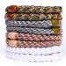AXEN 8PCS Elastic Hair Tie for Women Girls Cotton Bands Soft Woven Ponytail Holders for Thick Hair and Curly Hair Brown Series