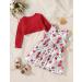 Puseky Toddler Girl Floral Print Sleeveless Dress and Ribbed Cardigan Coat Set - Wine Red (4-5 Years) - Buy Online on SooperMarket.com