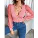 Fayenne Womens Tops Deep V Neck Cross Wrap Sexy Tops Polka Dot Mesh Long Sleeve T Shirt Casual Blouses S Deep Pink - Buy Online on SooperMarket.com