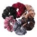 Whaline 6 Big Hair Scrunchies Velvet Elastics Large Hair Bobble Scrunchy Hair Bands Women Soft Hair Ties 6 Colors Dark Color