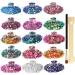 Body Glitter SUPGIFT 15 Colors 130g Holographic Chunky Cosmetic Chameleon Sequins for Makeup Hair Nail Art Slime Craft Resin with Brush 5 Spoons Chameleon 15 Colors