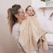 Mabyen Baby Hooded Bathrobe | 100% Organic Cotton Beige Baby Poncho with Hood - One Size - Ideal for Baby Bath Time - Buy Online on SooperMarket.com