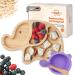 PICFORKID High -quality children's tableware set in a gift box bamboo plate with a strong suction cup including the spoon and silicone bowl with a strong suction cup gift for birth or 1st birthday BLW