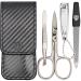 Three swords - 4 pcs.Nail care set 'Capri' |High quality nailetui for manicure and pedicure.Color: synthetic leather carbon |Contents: nail scissors nail clips tweezers sapphire nail file carbon dark gray / synthetic leather