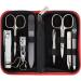 Three swords - 8 pcs.Manicure set 'Roma' |Premium nail care set in the real leather case.Color: red |Contents: nail set 8 instruments including nail scissors nail clips tweezers glass nail files etc. red - real leather
