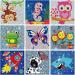 HUBENDMC 9 Pack 5D Diamond Painting Kits for Kids Cute Full Drill Diamond Art Kits for Beginners DIY Gem Arts and Crafts for Kids Ages 8-12 Diamond Dots for Home Wall Decor 6X6 inch colorful bright