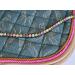 Colorful Horses Forehead Straps 'Paradise' - Pink Green & Gold Curved KB Leather in Dark Brown | Shop Internationally - Buy Online on SooperMarket.com