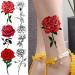 Black Sketch Rose & Snake Temporary Tattoos for Women - Waterproof Sexy Red Rose & Crescent Moon Tattoo Sticker Kit - Buy Online on SooperMarket.com