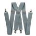 axy Men's Suspenders wide 35mm with 4 Strong Clips X-Shape and Women's Grey