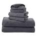 TENSTARS Luxury Silk Hemming Towel Set - Light Thin Quick Drying - 2 Bath Towels 2 Hand Towels 2 Washcloths - Ultra Soft Microfiber Towel for Bath Fitness, Sports, Yoga, Travel (Dark Grey 6 Pieces) Dark Grey Towel Set - 6 Piece