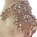 Sparkle Rhinestone Applique Wedding Dress Accessories Beaded Patch V-Neck Crystal Neckline Rose Gold Color