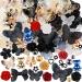 Kikonoke 350 Pieces 3D Resin ABS Colorful Rose Flower Bows Butterfly Charms with Flatback Half Round Pearl Beads for Bracelet Earring Necklace Craft DIY Making Supplies (Black)