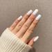 Buy Novo Ovo White Holographic Press-On Nails - Angular Artificial Fingernails with Glue | International Shipping Available - Buy Online on SooperMarket.com