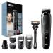 Braun 7-in-1 All-In-One Series 3 Male Grooming Kit With Beard Trimmer Hair Clippers Gillette Razor & Precision Trimmer 5 Attachments Gifts For Men UK 2 Pin Plug MGK3245 Black/Blue Razor