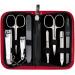 Three swords - 8 pcs.Manicure set 'Roma' |High quality nail care set in red synthetic leather case |Contents: nail scissors set foot and nail clippers tweezers glass nail files sapphire nail file red / synthetic leather