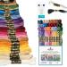 DMC Embroidery Floss Pack Popular Colors DMC Embroidery Thread DMC Floss Kit Include 36 Assorted Color Bundle with DMC Mouline Cotton White/Black and DMC Cross Stitch Hand Needles.