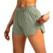 YYV Women's Running Shorts with Zipper Pockets Quick-Dry Elastic Waist Band Athletic Gym Shorts for Women with Liner Grey Sage Medium