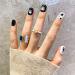 Novo Ovo Press-On Fake Nails - Short Corner Oval Black & White Dog Design | Stick-On Artificial Fingernails with Glue for Valentine's Day | Perfect for Bulldogs & Animal Lovers - Buy Online on SooperMarket.com