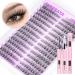 PHKERATA Wispy Cluster Lashes Kit Natural Lash Extension Kit Cat Eye Lashes Individual Clusters 252Pcs C Curl Eyelash Clusters with Lash Bond and Seal Eyelashes Individual Kit 7-15MM Cat Eye Kit