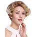WIG ME UP - DW-2054-HH-MF-12/613YS12 wig women's wig human hair mono lace front short parting wavy ombre brown light blonde