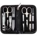 3 Swords Germany - brand quality 8 piece manicure pedicure grooming kit set for daily nailcare synthetic leather case black in gift box - Made by 3 Swords Black - Synthetic Leather