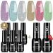 YTD Likomey Colorful Glitter Gel Nail Polish Set - 8 Pcs 6ml with Base and Top Coat - Sparkly Rainbow Manicure Kit in Lavender, Mint, Blue, Silver, Gold, Red, Pink, Green - Buy Online on SooperMarket.com