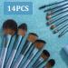 BS-MALL Makeup Brush Set 14Pcs Professional Synthetic Brushes for Foundation, Powder, Concealer, Eye Shadows, Blush - Deep Starry Blue - Buy Online on SooperMarket.com