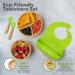 Bimba Bambino Baby Weaning Set - Bamboo Suction Plate, Bowl, 2 Spoons, Silicone Bib | Non-Toxic, Natural Bamboo, Green - Buy Online on SooperMarket.com