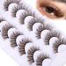 ALPHONSE Brown Lashes Strip Dark Brown Colored False Lashes Extensions Natural Look Short Wispy D Curl Brown Eyelashes 7 Pairs Pack C/Brown