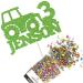 Cakeshop Cake Decoration Pack | Digger Tractor Premium Double Sided Glitter Card Cake Topper Sign & 25g Party Pack of Cake Sugar Sprinkles | Custom Name & Age Cake Decorations (Green) Non-Prime Glitter Card: Green
