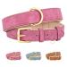 Beirui soft padded leather dog collar for dogs comfortable hard-wearing for small medium-sized and large dogs leather collar with high-quality alloy fittings for daily pink l l: neck 33-43 cm width 2.5 cm pink pink