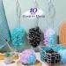 10-Piece Loofah Back Scrubber Set with Long Handle Brush - Exfoliating Shower Poufs for Men and Women - Buy Online on SooperMarket.com