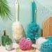 12 Pcs Long Handled Shower Loofah Back Scrubber Set for Men and Women - Exfoliating and Cleaning Bath Body Brush and Sponge Poufs - Buy Online on SooperMarket.com