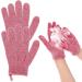 Sibba Exfoliating Gloves for Shower Natural Loofah Bathing Gloves for Body and Face Dead Skin Remover Double Sided Microfibre Shower Body Gloves for Adults and Kids(Red)