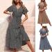 BOXIACEY Spring Dress for Women - V Neck Short Sleeve Maxi Dress with Belted Ruffle Hem | Small Dark Blue - Buy Online on SooperMarket.com