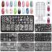 EBANKU 8 PCS Nail Stamping Plates Flowers Butterfly Leaf Ripple Nail Art Stamping Templates with 1 Rotate Nail Stamper & 1 Nail Scraper for DIY Nail Art Decoration