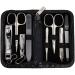 3 Swords Germany - brand quality 8 piece manicure pedicure grooming kit set for professional finger & toe nail care scissors clipper fashion leather case in gift box Made by 3 Swords (522016) BLACK - OSTRICH IMITATION