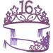 MEANT2TOBE 16th Birthday Sash and Tiara for Girls - Fabulous Set for Sweet 16 Party - Glitter Sash + Rhinestone Tiara - Purple Sparkle Gift Set - Buy Online on SooperMarket.com